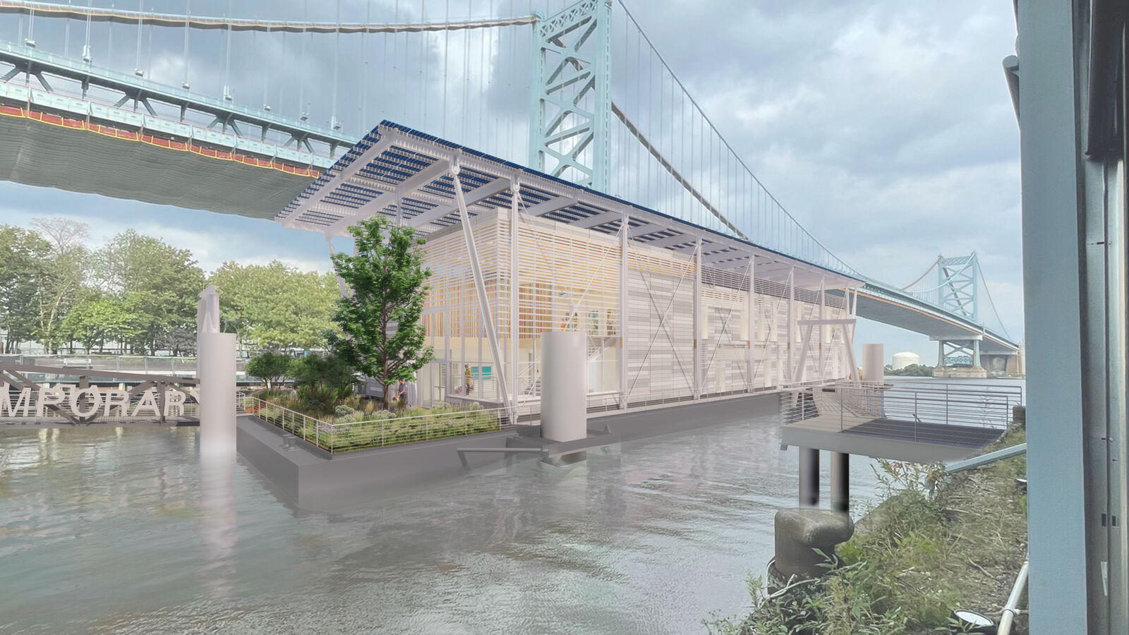 exterior rendering of the floating gallery