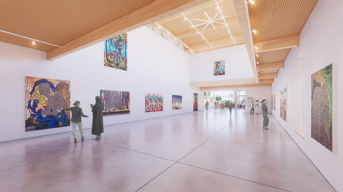 interior rendering of the floating gallery